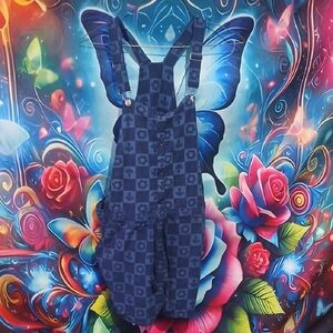 Kids Blue Checkered Overalls